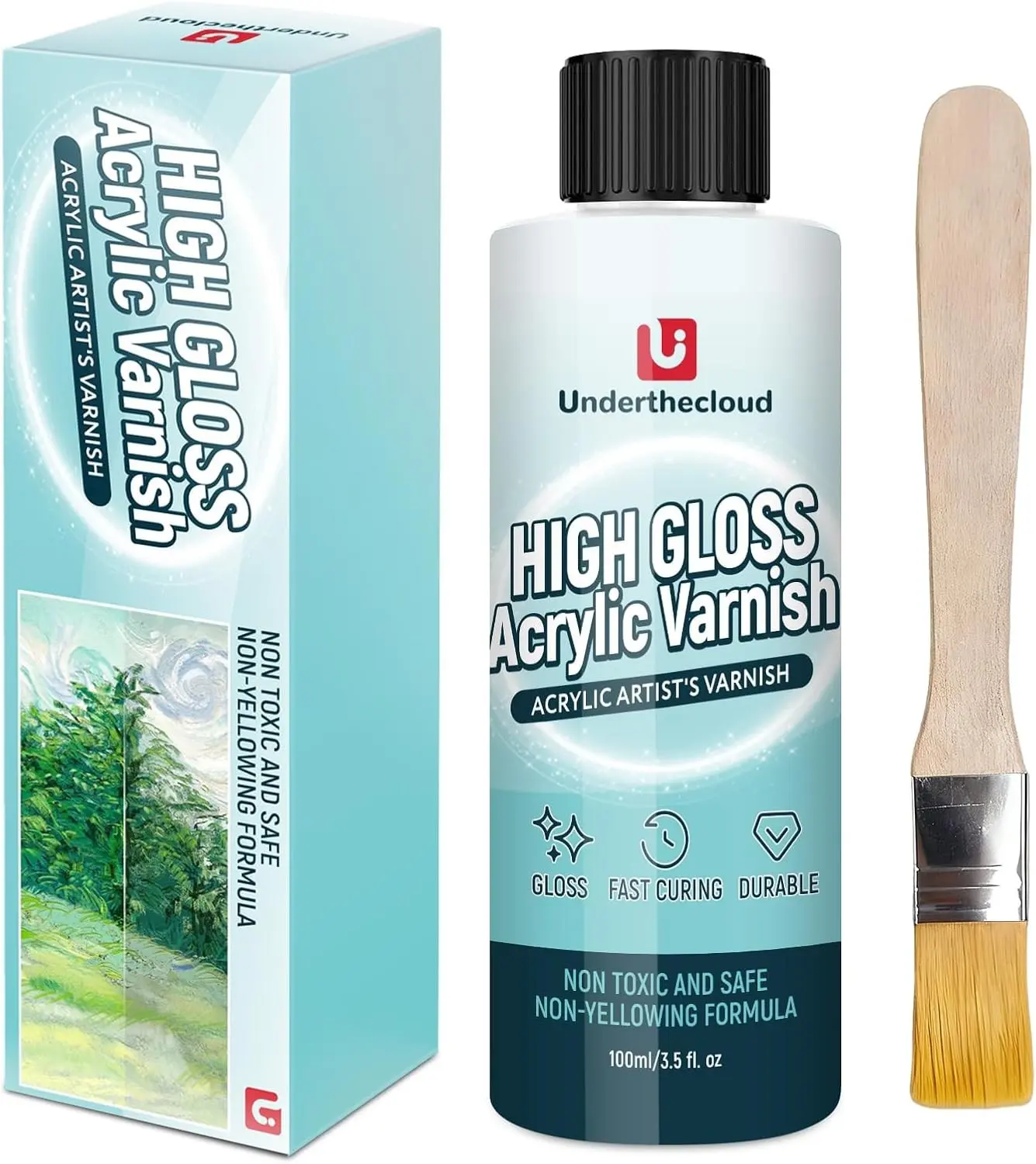 Gloss Varnish for Acrylic Painting , Non-Yellowing, Non-Toxic, Anti-Crazing, Clear Acrylic Varnish for Pro Artist, Hobby Painter on Canvas Artwork, Acrylics Paint, Wood, Clear Coat High Gloss Finish
