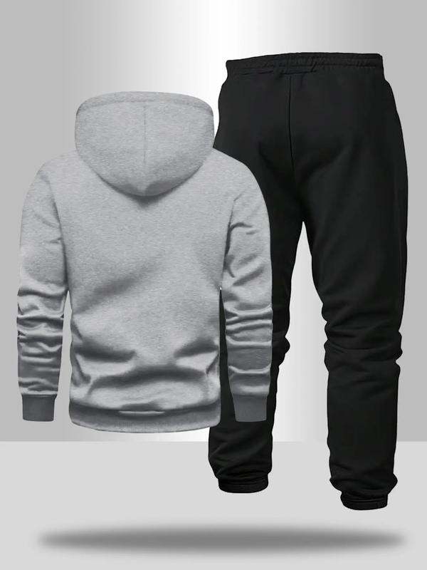 Men's Stylish Calvin Graphic Tracksuit, Casual Sweatsuits: Black Hoodie and Jogger Set with Gold Logo Print, Perfect for Urban Streetwear and Casual Daily Outfits