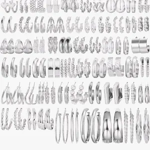 69 Pieces Gold Jewelry Set for Women Fashion Costume Jewelry Gold Plated Necklace Bracelet Earrings Set for Women