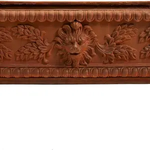 DAVYLINE Vintage Lion Head Concrete Rectangular Planter - 42.5" L. x 19" W. x 14.5" H. Rust Color
