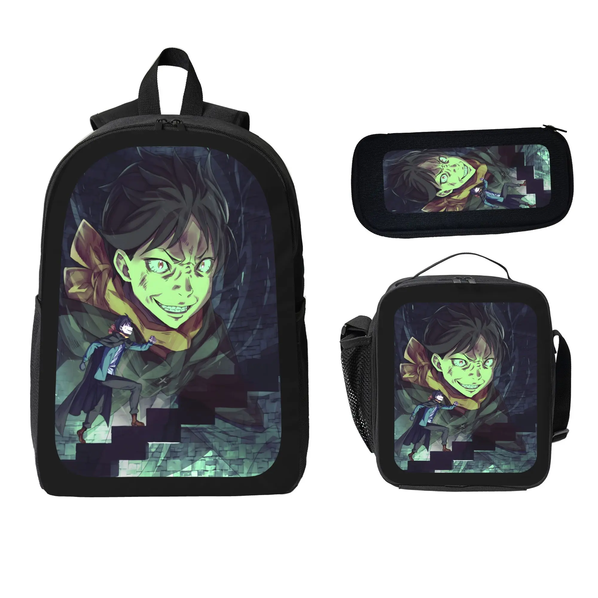 Natsuki Subaru Re Zero Starting Life in Another World 3Pcs Backpack Set Kids School Bag Lunch Bag Pencil Case Anime Merch Gift for Re:Zero Fans Bookbag Lightweight Travel Backpack for Boys Girls Students