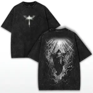 Washed Black Jesus Cristo Oversized Tee: Faithcore Christian Streetwear
