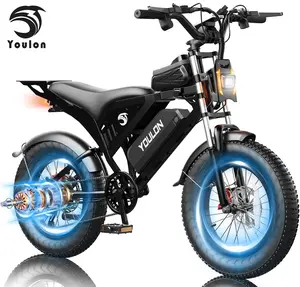 YOULON 20" Fat Tire Electric Bicycle for Adults, 1500W Peak Power, 30MPH High Speed, 48V 20Ah Detachable Battery, Full Suspension, Hydraulic Brakes, 7-Speed Shift System, All-Terrain Off-Road Design for Outdoor Commuting & Adventure