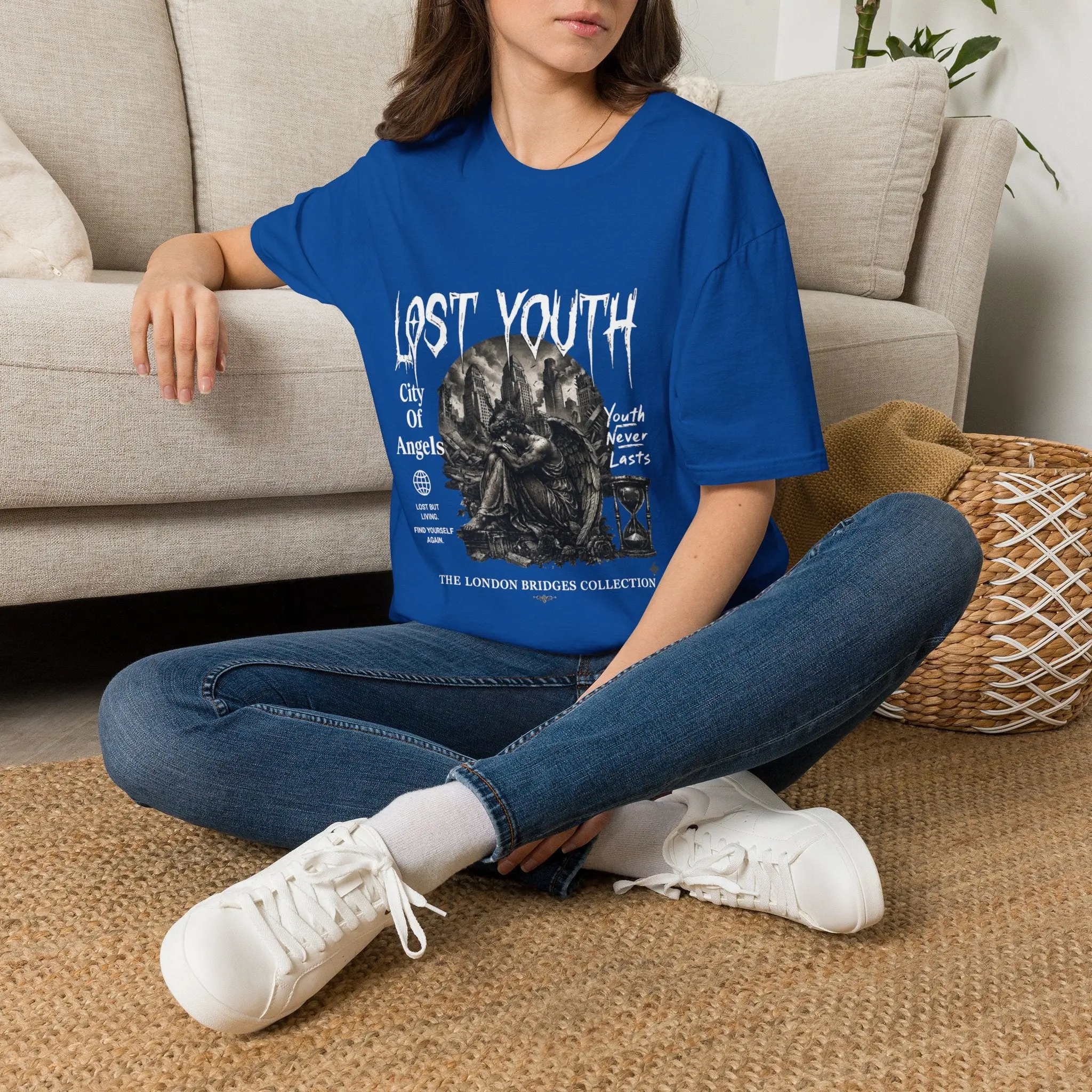 Lost Youth Graphic Gothic Cityscape Hourglass T-Shirt
