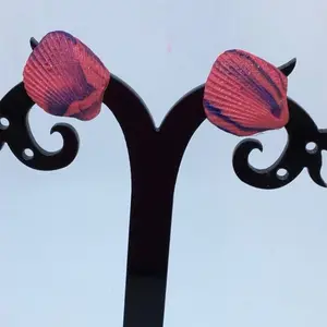 Unique Handmade Polymer Clay Shell Post Earrings