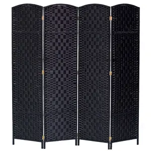 4 Panel Room Divider Privacy Screen Diamond Weave Fiber