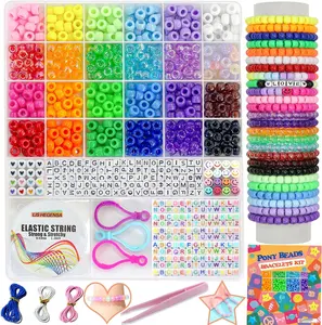 Pony Beads Bulk Kandi Beads Necklace Jewelry Making Hair Braiding Bracelets Making Kits Hair Bead