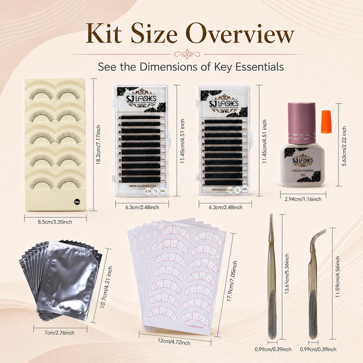 SJ LASHES Eyelash Extension Kit - Complete Faux Mink 3D Lash Practice Set for Beginners & Pros with Premium Glue Remover Tweezers & More - Flawless, Makeup SJ LASHES Eyelash Extension Kit - Complete Faux Mink 3D Lash Practice Set for Beginners & Pros with Premium Glue Remover Tweezers & More - Flawless, Makeup