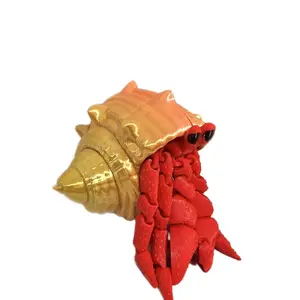 Large 3D Printed Articulating Hermit Crab Model Gift Decor Ornaments