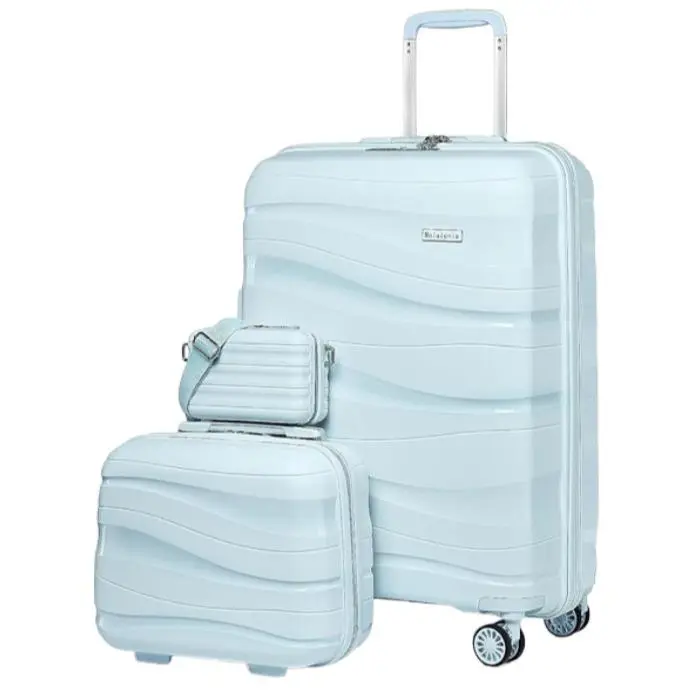 3-Piece PP Hardshell Luggage Set, 20-Inch Airline Approved Carry On Suitcase, Expandable with TSA Lock, 8 Spinner Wheels & Cosmetic Case, Airline Approved Luggage, Tsa Approved Luggage, Upgraded Luggage