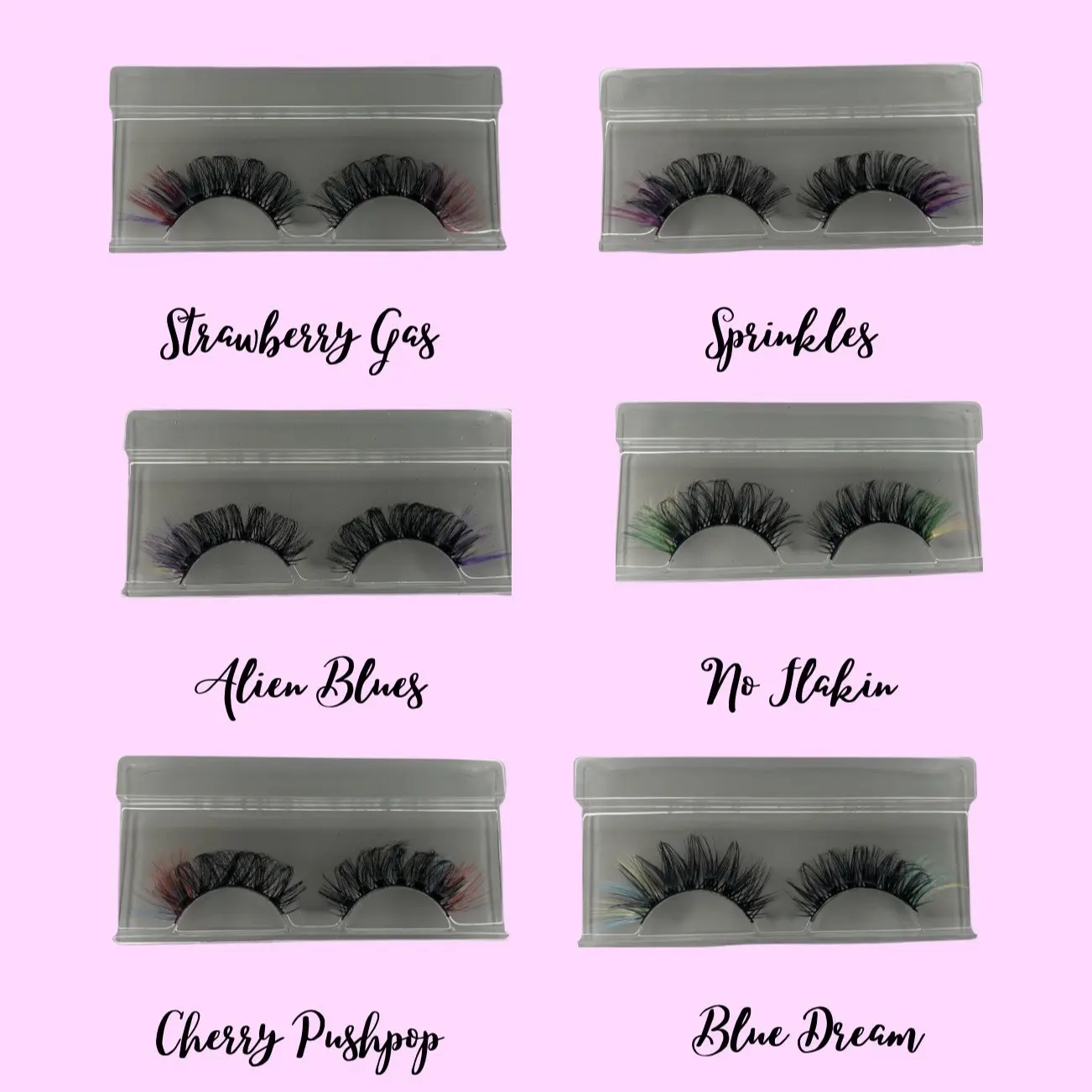 20MM Eyelashes - Assorted Colors in Clear Packaging for Makeup and Cosmetic Use