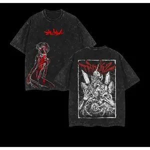 Valentine Ayanami Rei Tee – Neon Genesis Evangelion Vintage Washed Anime T-Shirt, Double-Sided Print, Unisex Oversized Heavyweight Cotton, Trendy Streetwear Top, Casual Anime Fan Fashion, Gift-Ready Stylish Graphic Tee