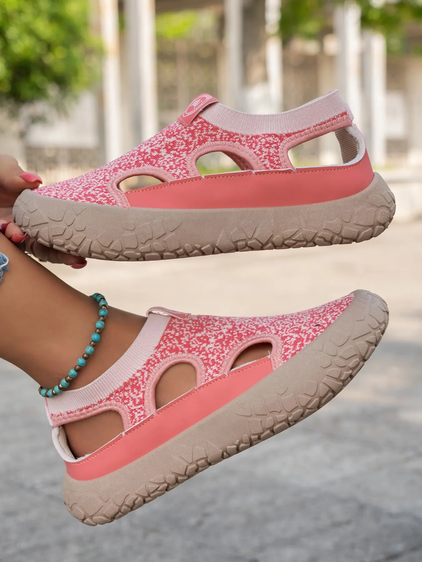 Women's Summer Slip-On Sneakers, Walking Shoes, Pull On Shoes, Casual Lightweight Shoes, Breathable Mesh Cut-Out Design, Comfortable Soft Sole, Casual All-Season Footwear, Round Toe, Medium Width