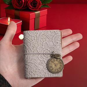 mini travel planner notebook, 1 count portable pocket diary notebook with clock charm, office stationery & supplies for travelers & office people