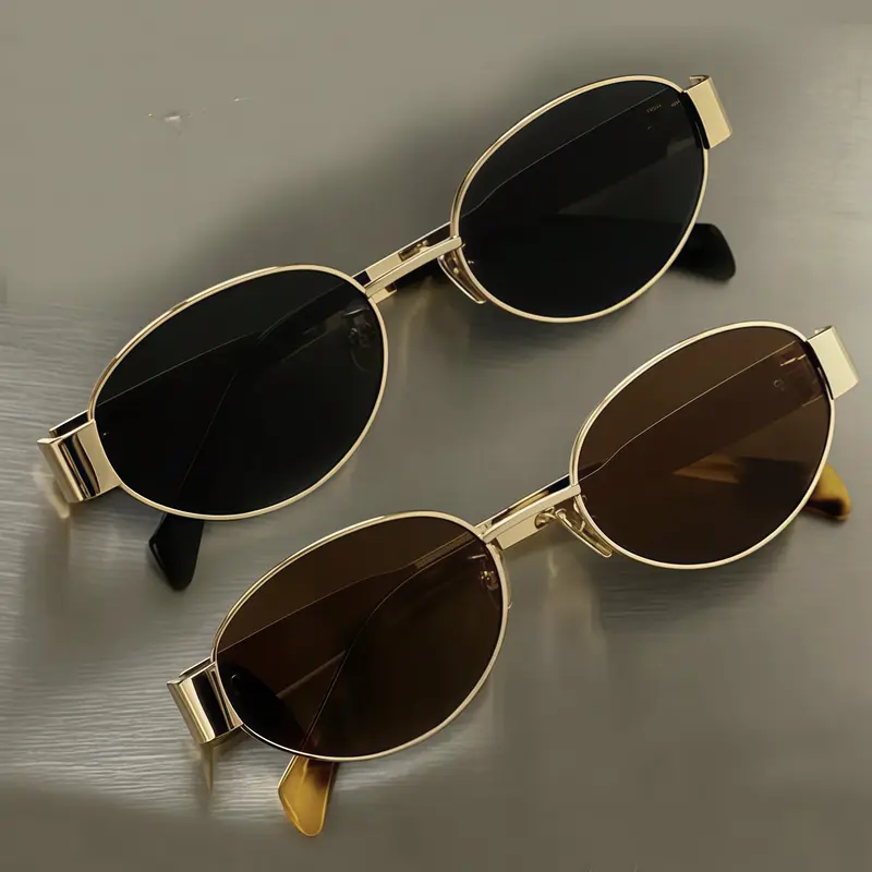 EUNOIALENS Women's Retro Oval Sunglasses 2 Pack, Alloy & Curved Metal Frame, UV Protection Polycarbonate Lenses, Oval Face Fit, Gold & Silver Shades, Sunglasses for Women, Accessories Adults, Gifts for Mom, Daily Elegance, Eye Fashion (Daily Wear, Beach)