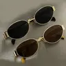 EUNOIALENS Women's Retro Oval Sunglasses 2 Pack, Alloy & Curved Metal Frame, UV Protection Polycarbonate Lenses, Oval Face Fit, Gold & Silver Shades, Sunglasses for Women, Accessories Adults, Gifts for Mom, Daily Elegance, Eye Fashion (Daily Wear, Beach)