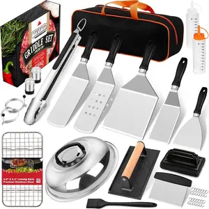 33 count Griddle Accessories Kit for , Flat Top Grill Accessories Tools with Cooling Rack, Melting Dome and Burger Press, Professional Hibachi Spatula  Set for Outdoor Teppanyaki BBQ