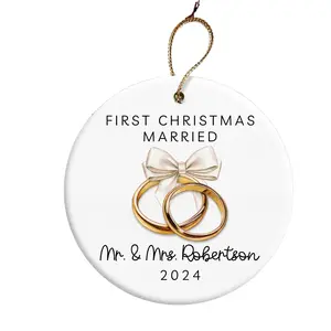First Christmas Married Ornament Gift Wedding Rings