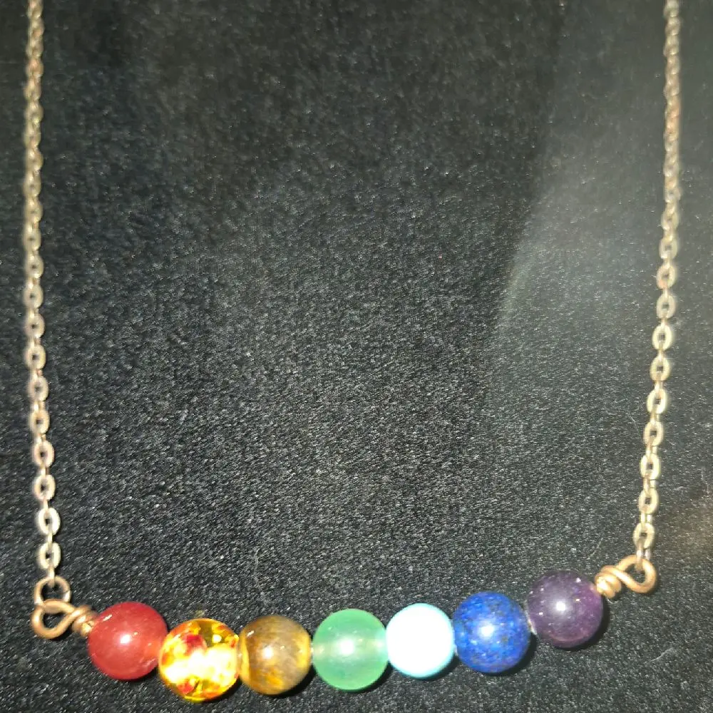 Chakra Healing Necklace with 7 Colorful Beads for Balance and Energy