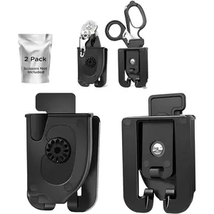 Tactical Foldable Trauma Shears Sheaths 2Pack,Emergency Response Shears Holster with Belt Clip - Portable Protective Holder for Outdoor Camping Folding Scissors(Scissors Not Included)-Black