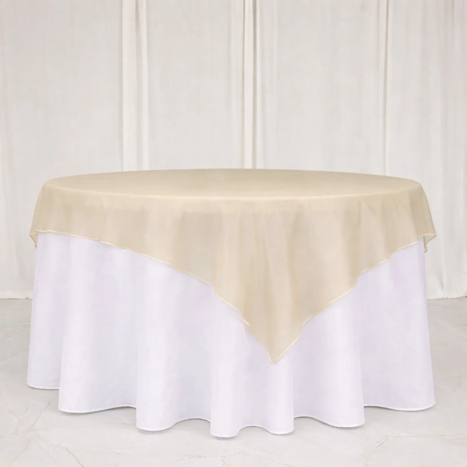 10-Pack Gold Square Transparent Organza Table Overlay, 72"x72" Sheer Table Topper for Civil Wedding, Event Decoration (Home & Festive Supplies)