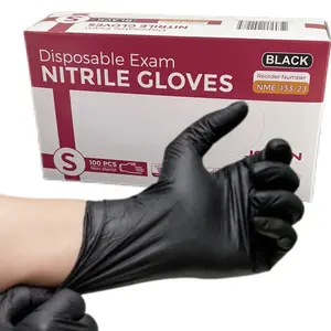 Josen Black Nitrile Disposable Gloves - Latex-Free & Powder-Free Cleaning Food Gloves Hand Household Kitchen 100-ct