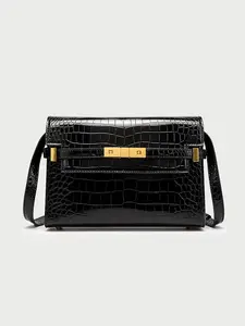 Women's Fashionable Crocodile Embossed Crossbody Bag, Casual Versatile PU Leather Shoulder Bag for Daily Used, Trendy All-match Commuter Bag, Pu Tote Satchel