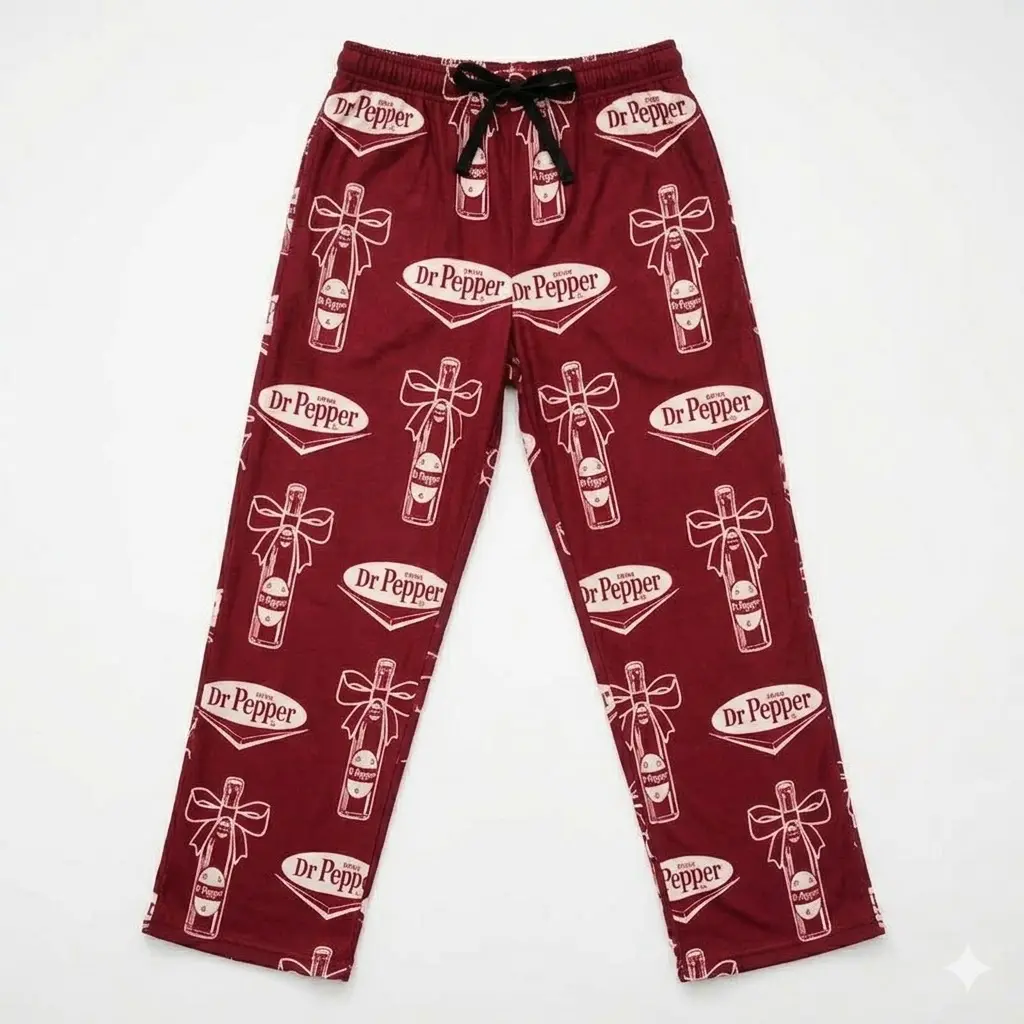 Dr Pepper Pajama Pants for Men Women, Retro Soda Logo Sleep Pants, Soft Comfortable Loose Fit Loungewear Bottoms, All Season Casual Sleepwear, Unisex