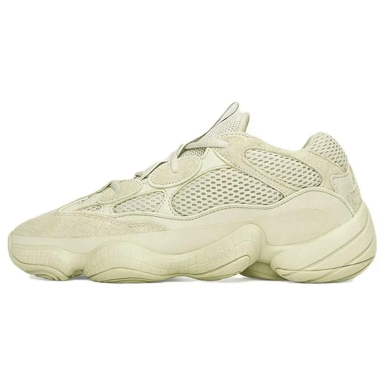 Adidas Originals Yeezy 500 Unisex Beige 2022 Edition Suede Fabric Retro Low-Top Dad Sneakers, Casual Athletic Footwear, Walking Shoes, Trainer