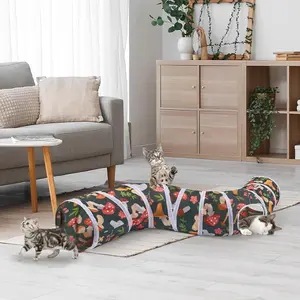 Glittme Cat Tunnel, Cat Tunnels for Indoor Cats, S-Shape Cats Cave with Cat Toys, Foldable Cat Tubes and Tunnels for Cats, Rabbit, Puppy, Guinea Pig