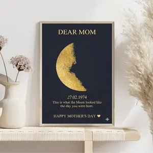 Custom Name, Birthdate Moon Phase unframed Poster, Custom Photo Mum Print, Personalised Mothers Birthday Wall Art, Meaningfull Mothers Day Gift from Son, Daughter