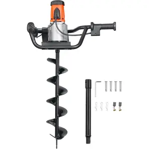 VEVOR Electric Post Hole Digger, 5.71 in Auger Bit with 1500W Powerful Motor, 140 RPM Alloy Steel Earth Auger Drill Bit with 10.24 in Extension Rod, for Post Hole Digging, Drilling Tree PlantingVEVOR Super Brand Day