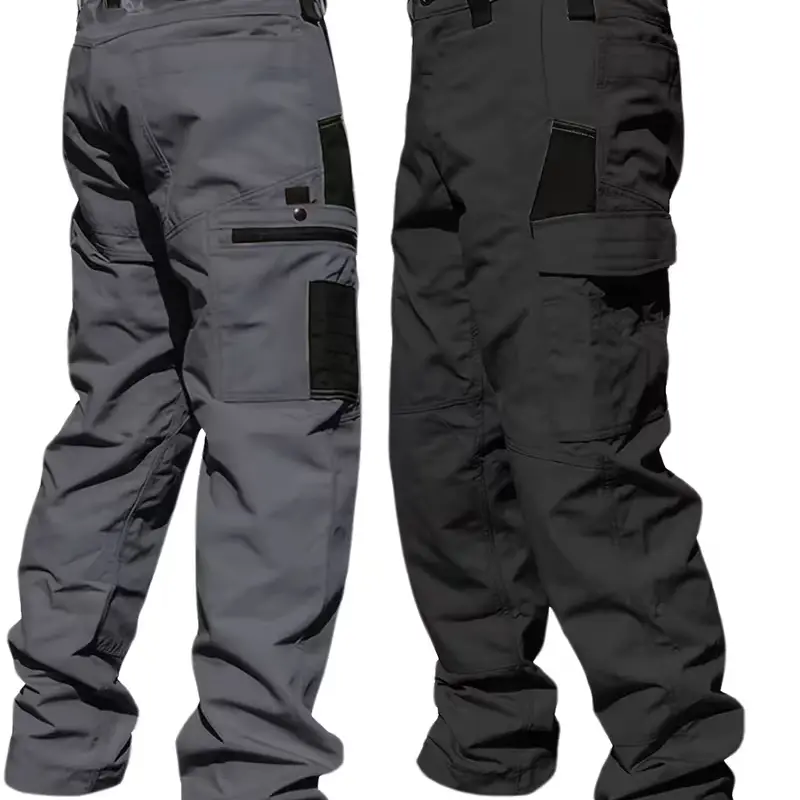 HOMUG Men's 2-Pack Plain Tactical Cargo Pants - Casual, Multi-Pocket with Quick-Zip Access, 230 GSM Durable Fabric, All-Seasons, Built for Hiking/Camping/Commuting, Fitted (Size Up for Looser Fit, Multiple Colors Available)