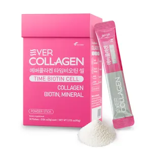 EVER Collagen Time Biotin Cell Powder Stick with Biotin & Zinc - Low Molecular Collagen Peptides Dietary Supplement for Skin Hair Nail- Healthcare Fitness Edible