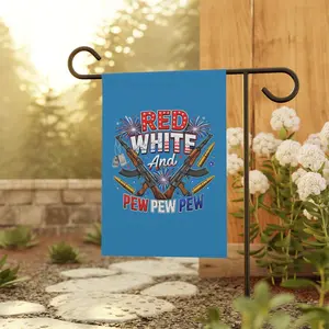 Red White And Pew Pew Pew Garden Flag House Banner
