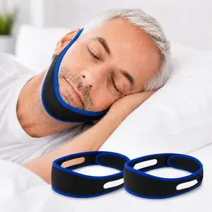 2 Pack Anti Snoring Chin Strap, Adjustable Sleep Chin Support Strap, Breathable Mouth Strap for Sleeping, Comfortable Snore Support Band for Men & Women, Home & Travel Use