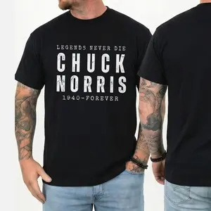 Chuck Norris Never Dies T-Shirt, Memorial Tribute Graphic Tee 1940–2026, Vintage Action Hero Shirt, Menswear Unisex Cotton Gift for Fans