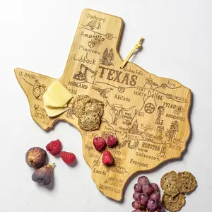 Destination Texas State Shaped Cutting Board, Charcuterie and Serving Board – Gift for Texas Lovers, Home Décor or Kitchen Use