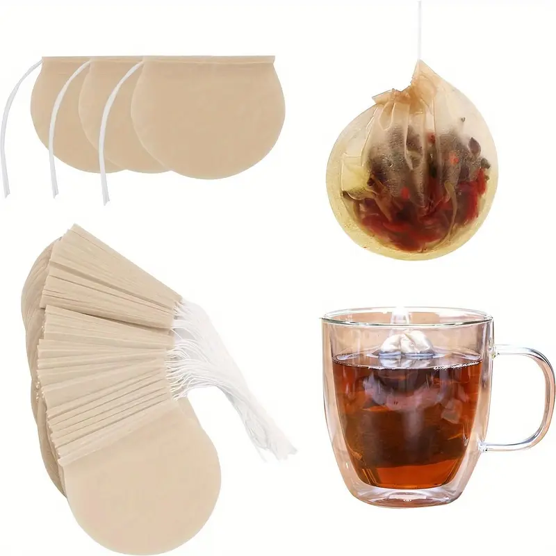 100pcs Natural Unbleached Tea Filter Bags - Tea Infuser Perfect for Loose Leaf Tea, Coffee, Bath Spice & Soup Infusions Tea Making Tools