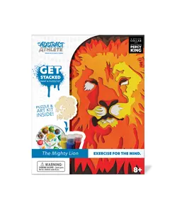 The Abstract Athlete Get Stacked Paint & Puzzle Kit - The Mighty Lion - DIY 3D Art Kit