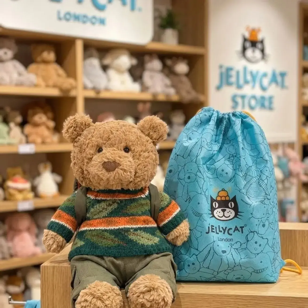 Official Jellycat Bartholomew Bear 'Hiking' Plush | In Stock USA  | Free Original Jellycat Gift Bag