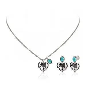 Wrangler Western Cowprint 2 pcs Jewelry Set Necklace and Earrings for Women with Unique Cowprint Design Perfect for Western Themed Outfits