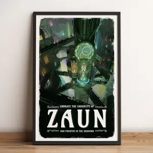 Zaun Arcane  LoLs Travel Poster, Retro Vintage Best League of Legends Game Travel Posters (NO FRAME)
