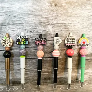 Teacher Beaded Pens - Apple - Made to Teach - Good Day to Teach - Coffee Teach Repeat - Pencil - Rainbow