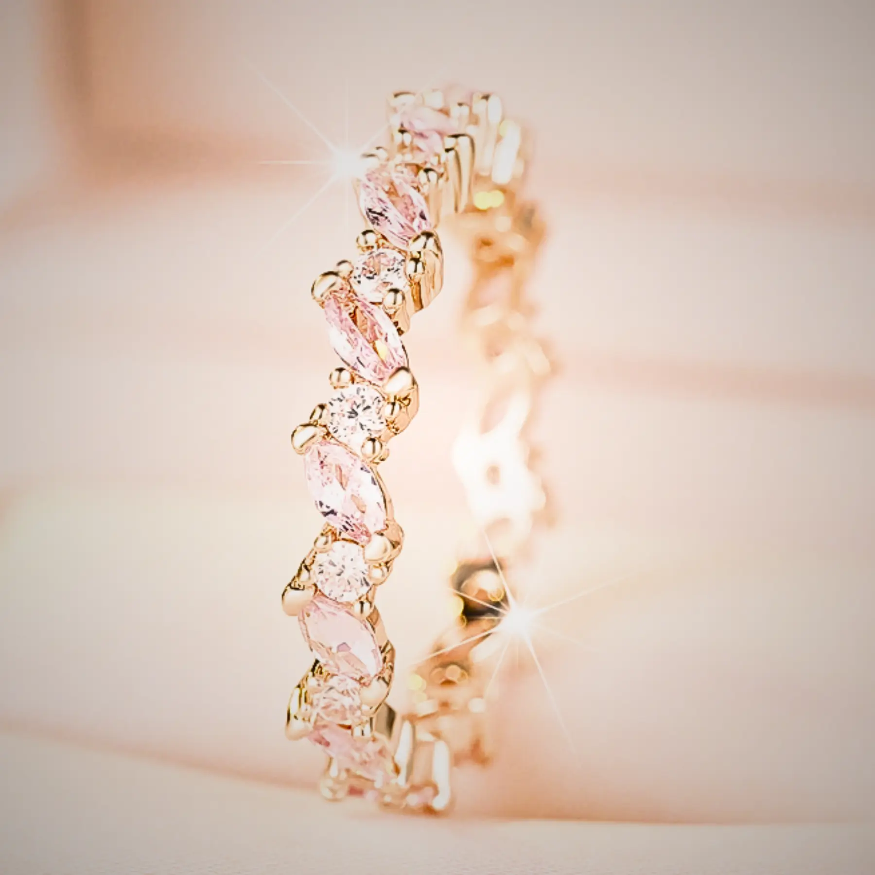 Elegant Pink Gold Ring – Feminine Stylish Ring for Women Daily & Party Wear
