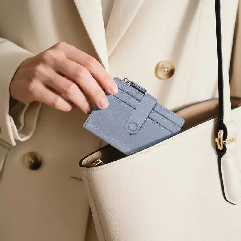 Women's Korean Chic Pebbled Texture Anti-Theft RFID Protection Bifold Clutch Wallet - Waterproof Zip, Multi-Card Slots, All-Over Print, Business Fashion Portable Daily/Travel Card Holder, Anti Theft Wallet, Business Fashion Wallet