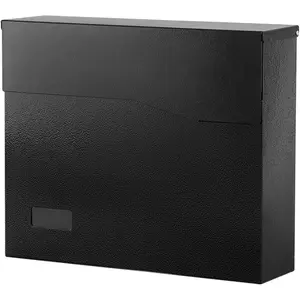 Mailbox Wall Mount Mailboxes for outside, Large Capacity Steel Hanging Metal Mailbox, Modern  Box, Black,14.6''x12.2''x4.1''