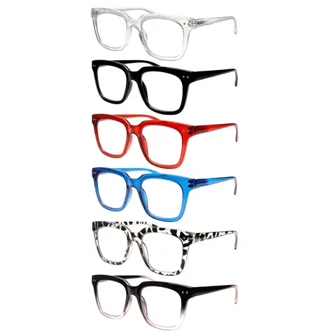 6 Pack Reading Glasses Blue Light Blocking, Fashion Readers Spring Hinge Eyeglasses for Women Gift
