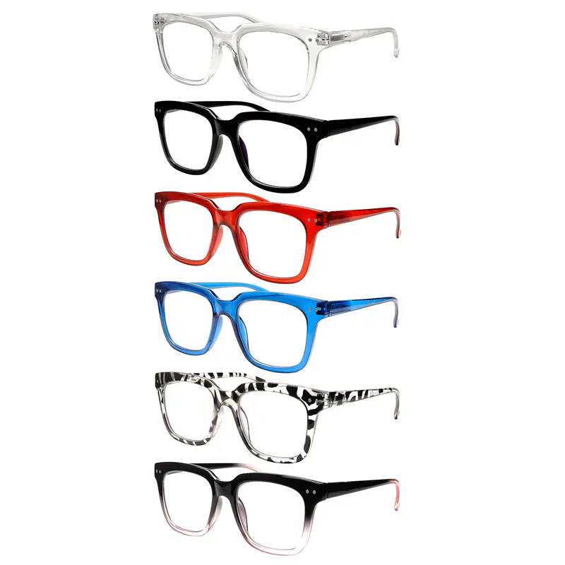 6 Pack Reading Glasses Blue Light Blocking, Fashion Readers Spring Hinge Eyeglasses for Women Gift