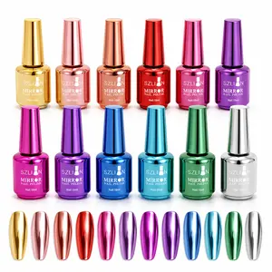 12 Shades Mirror Metallic Nail Polish Set 10ml Quick Dry Chrome Finish Nail Varnish for Home Salon DIY Party Festival Daily Manicure Art Supplies